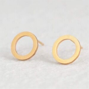 Circle Stud Earrings Stainless Steel Minimalist Geometric Round Studs‎